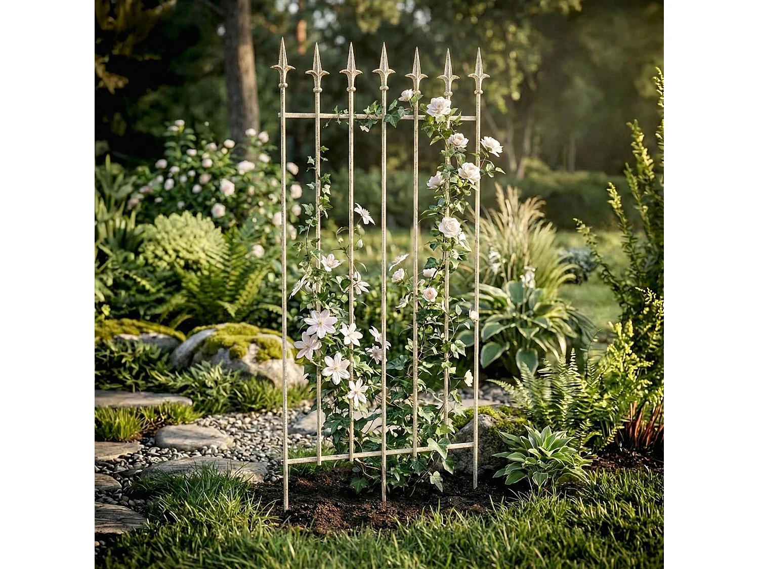 2er Set Rankgitter - Metall - antik-creme - Elisa