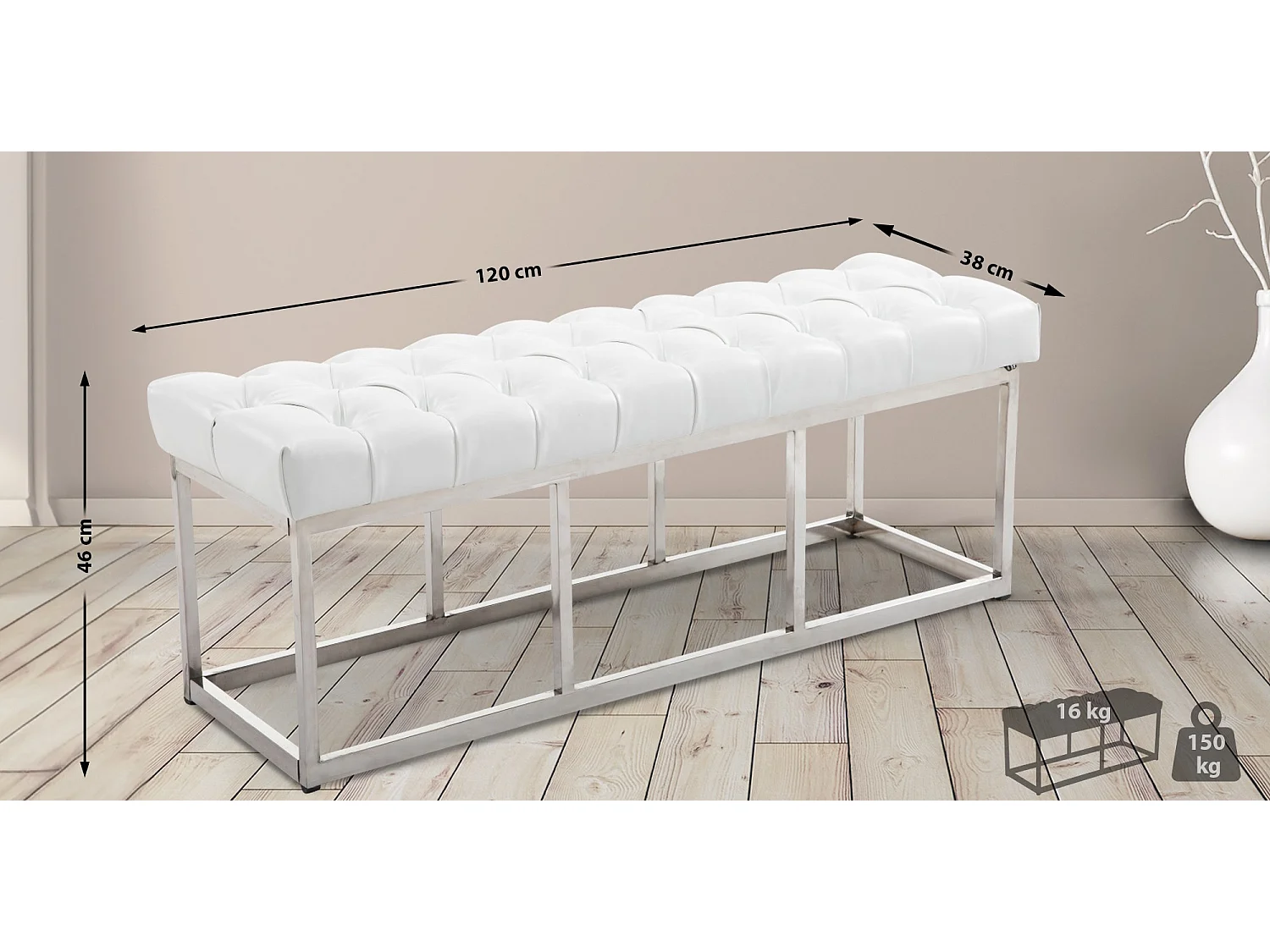 Bankzitting - Kunstleer & Roestvrij staal - wit - Amun