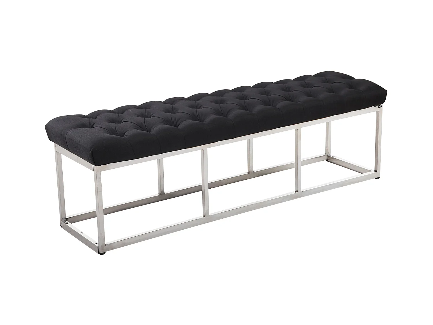 Banquette - Tissu & Acier inoxydable - Noir - Amun