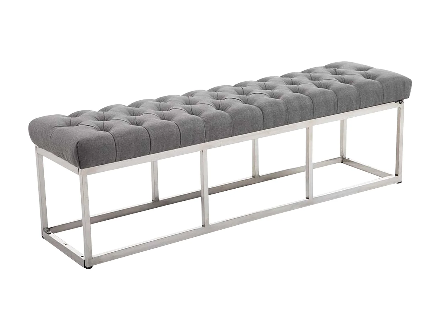 Banquette - Tissu & Acier inoxydable - Gris - Amun