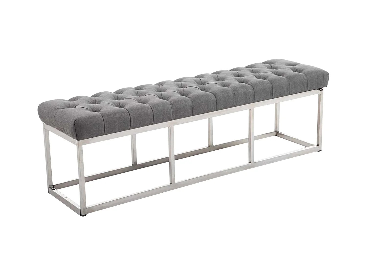 Banquette - Tissu & Acier inoxydable - Gris - Amun