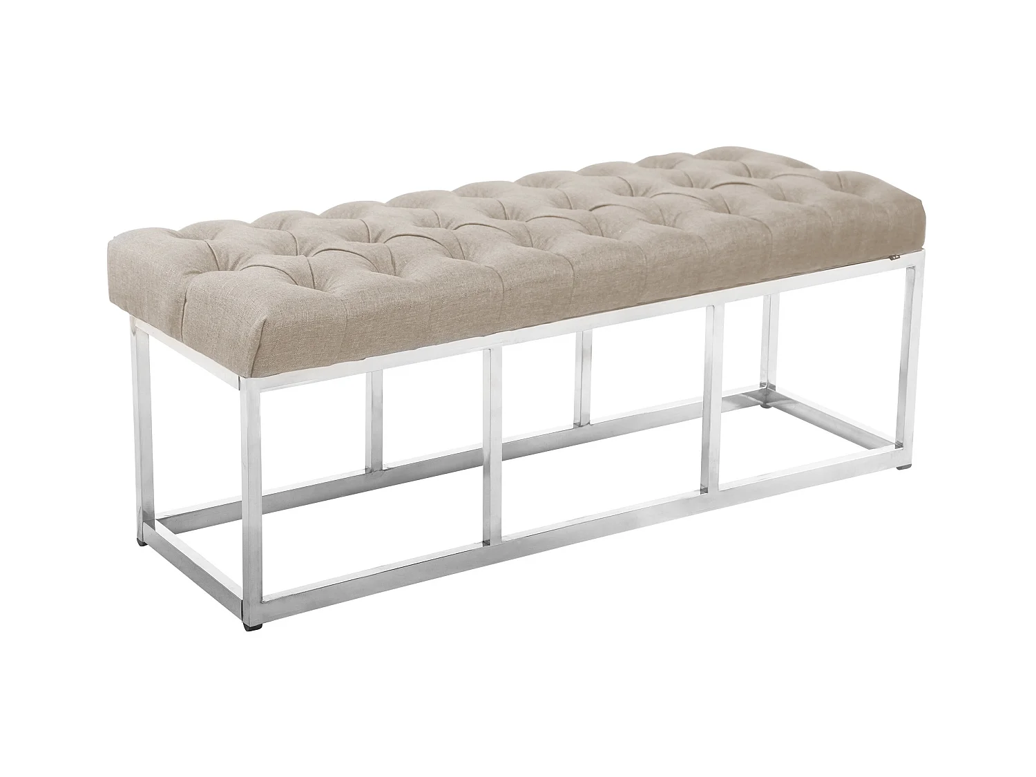 Banquette - Tissu & Acier inoxydable - Crème - Amun