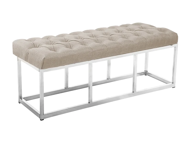 Banquette - Tissu & Acier inoxydable - Crème - Amun