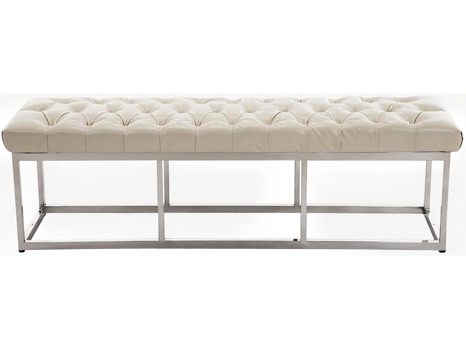 Banquette - Similicuir & Acier inoxydable - Crème - Amun