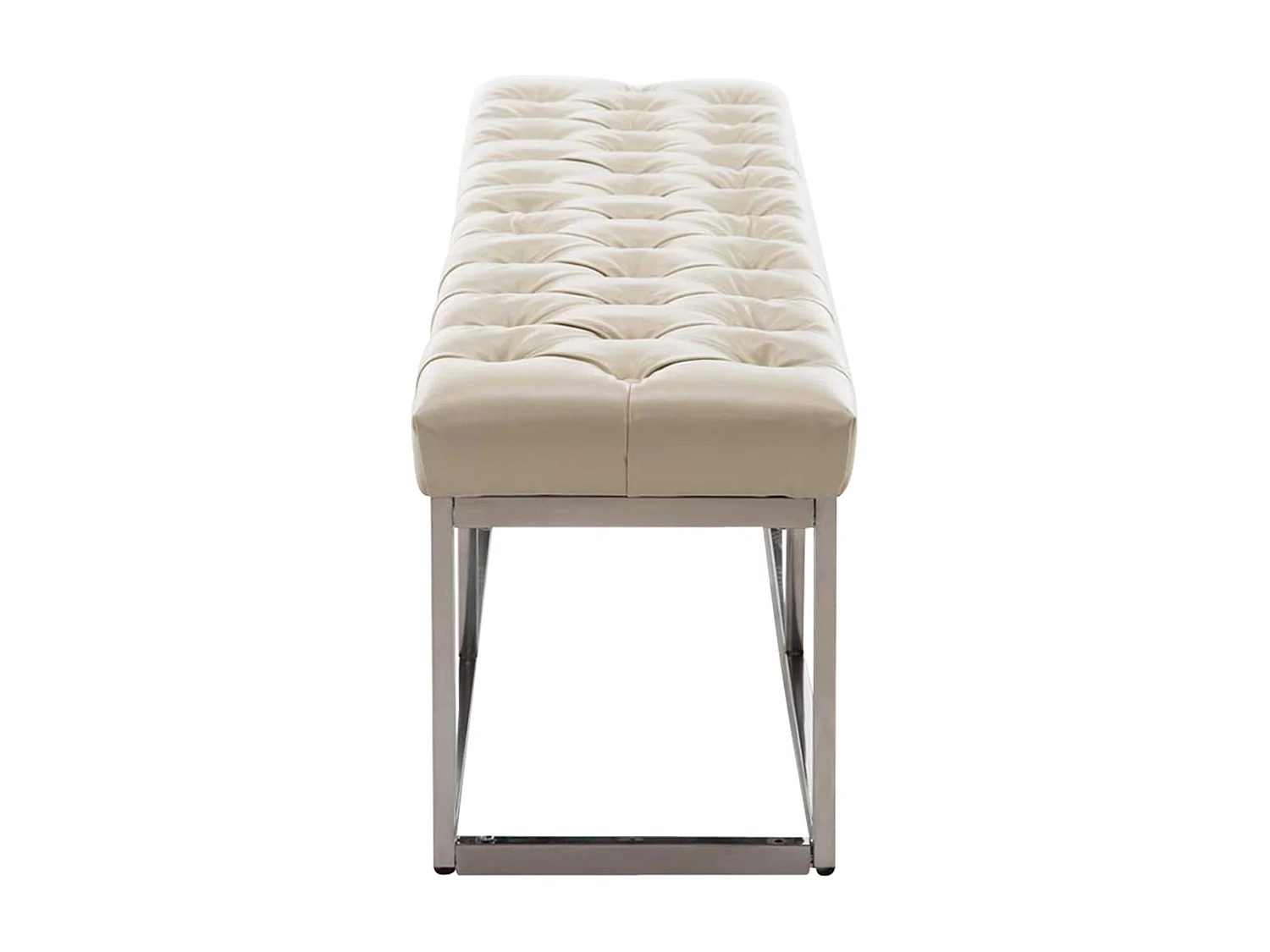 Banquette - Similicuir & Acier inoxydable - Crème - Amun