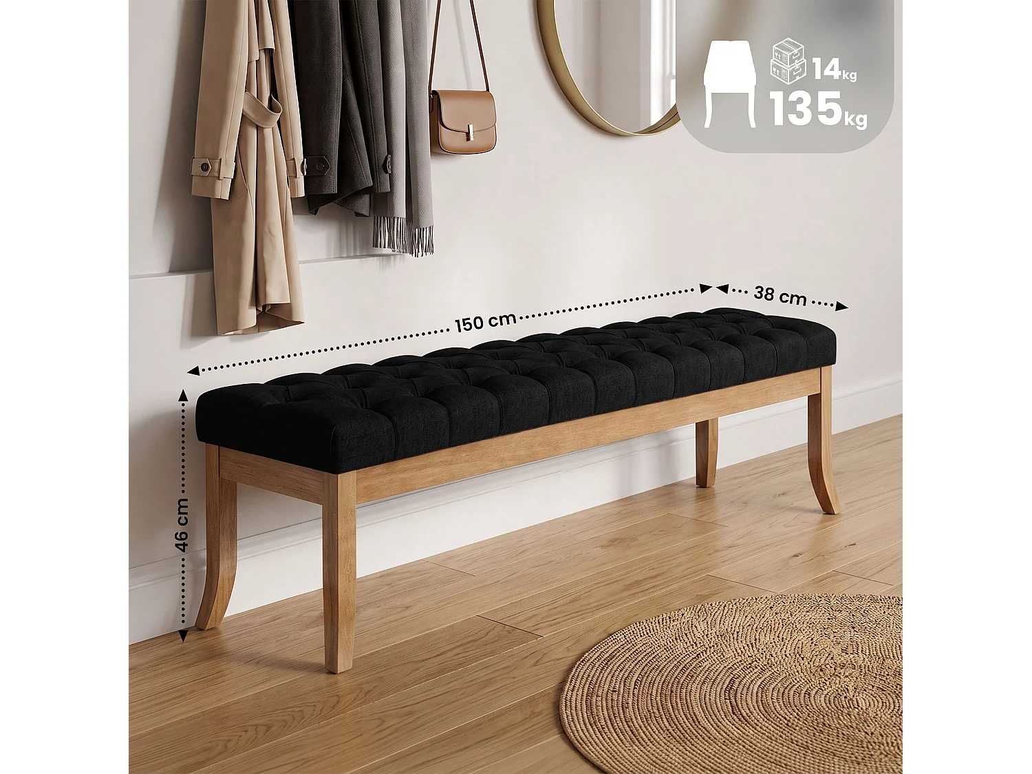 Banquette - Tissu - Noir - Ramses