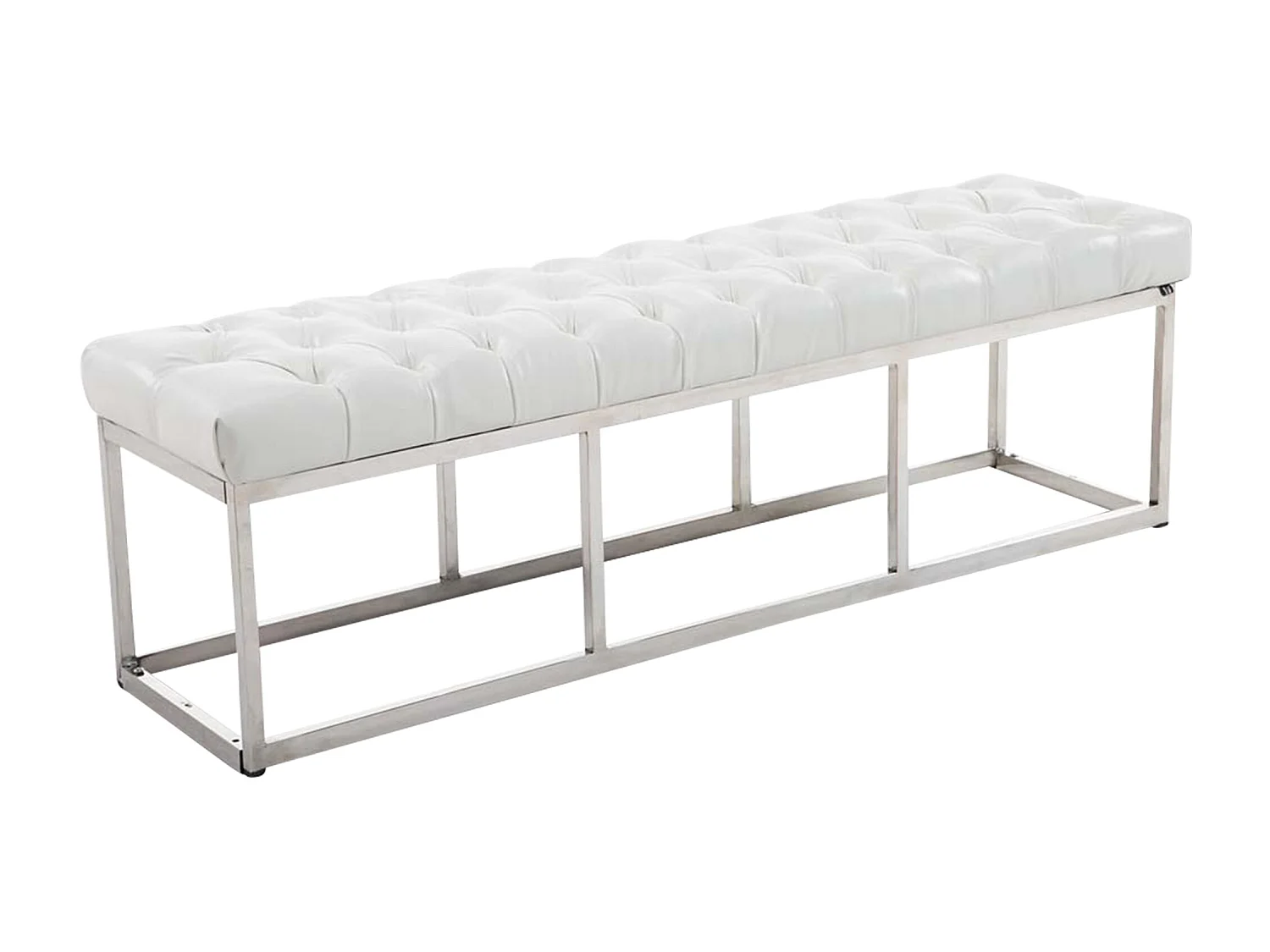 Banquette - Similicuir & Acier inoxydable - Blanc - Amun