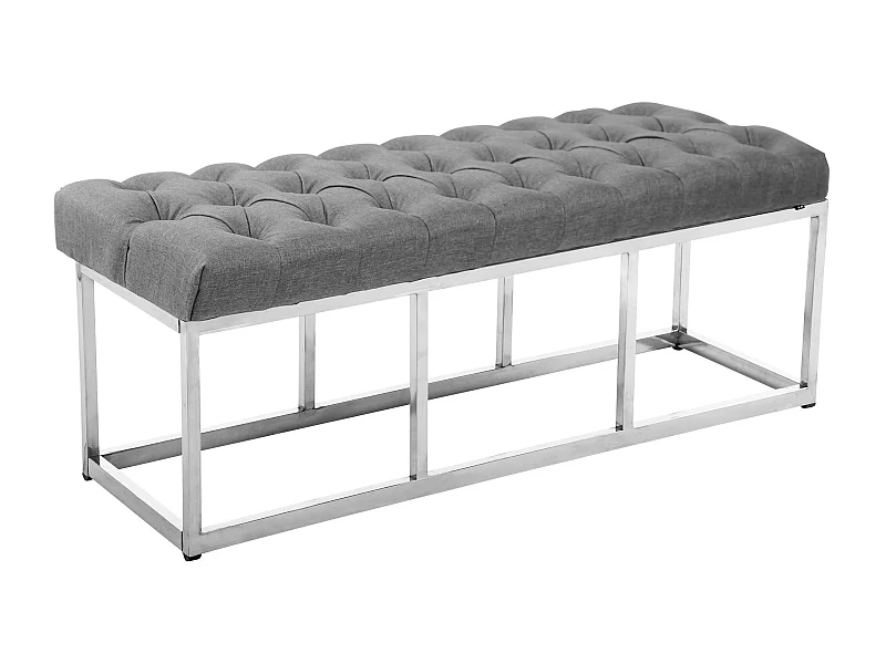Banquette - Tissu & Acier inoxydable - Gris - Amun