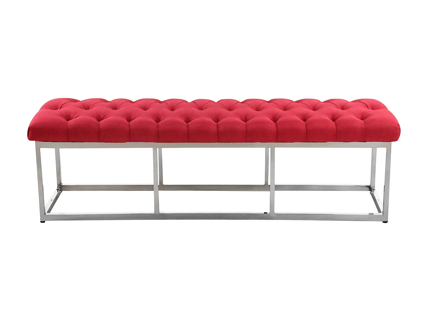 Banquette - Tissu & Acier inoxydable - Rouge - Amun