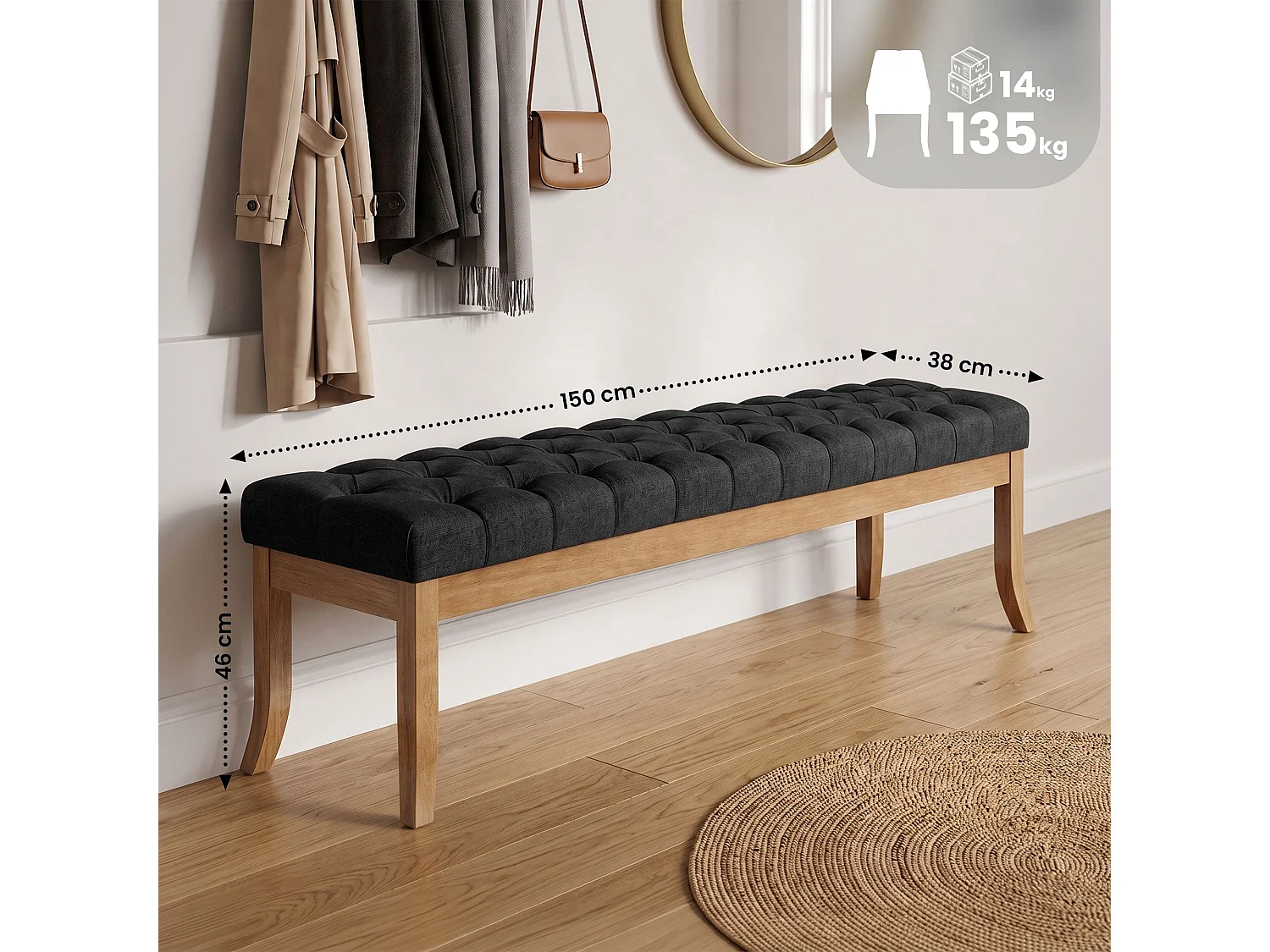 Banquette - Tissu - Gris foncé - Ramses