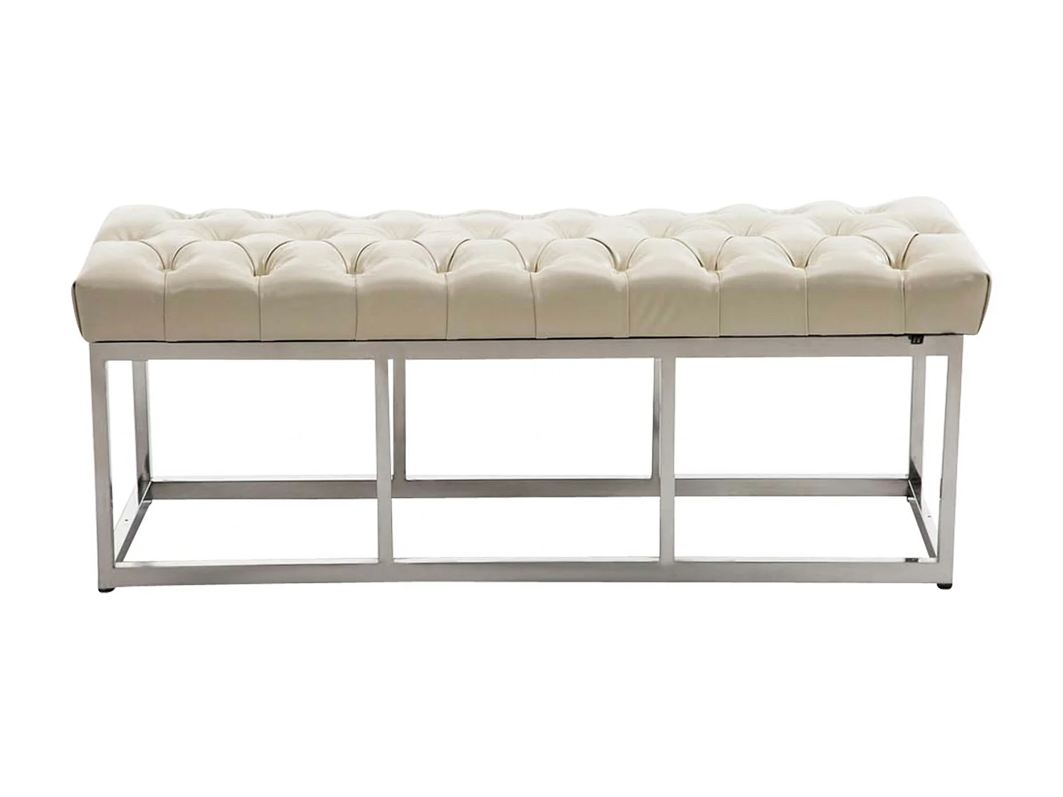 Banquette - Similicuir & Acier inoxydable - Crème - Amun