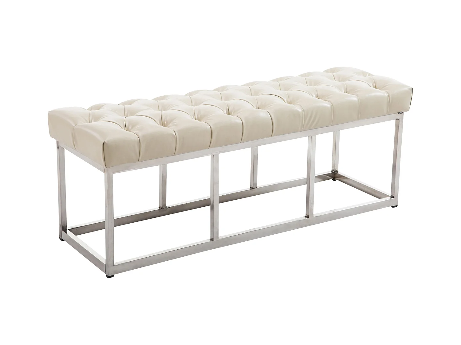 Banquette - Similicuir & Acier inoxydable - Crème - Amun