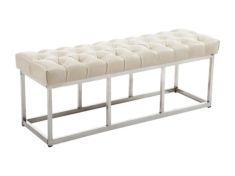 Banquette - Similicuir & Acier inoxydable - Crème - Amun
