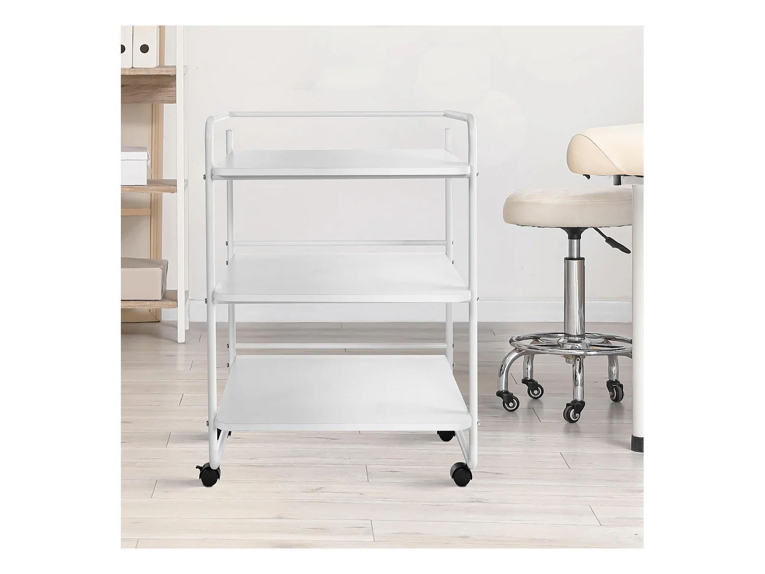 Chariot de service - Métal & Acier inoxydable - Blanc - PL902