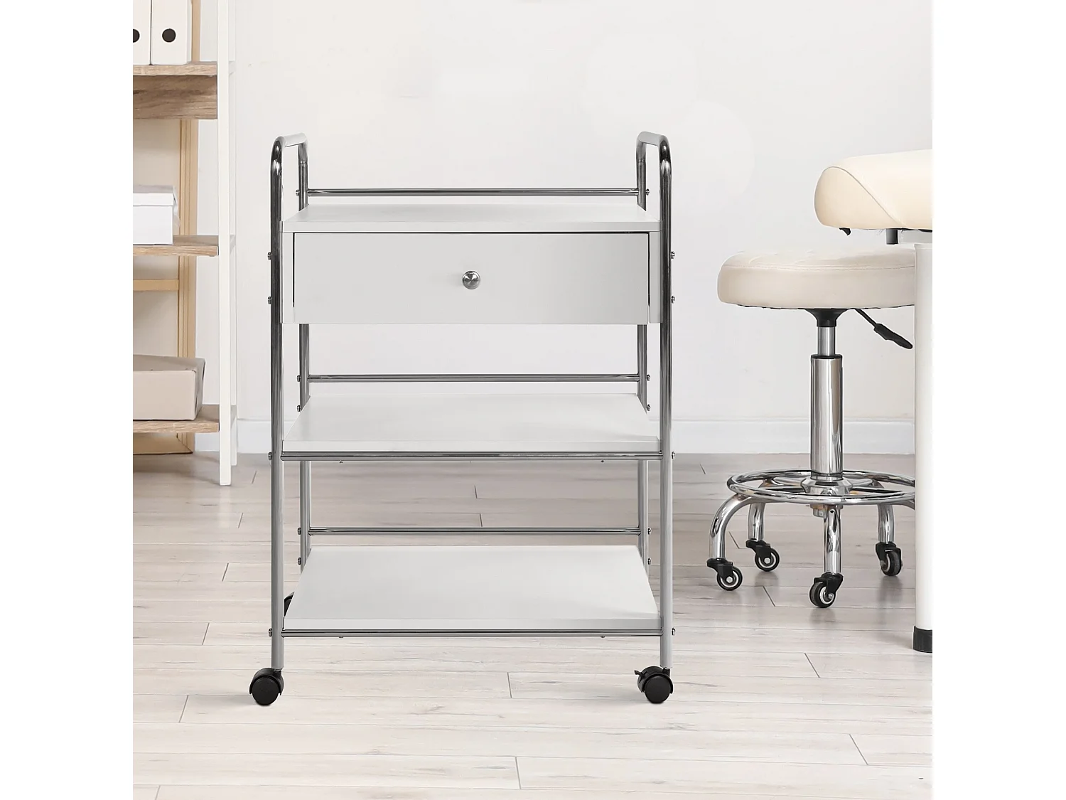 Chariot de service - Bois - Blanc - PL912