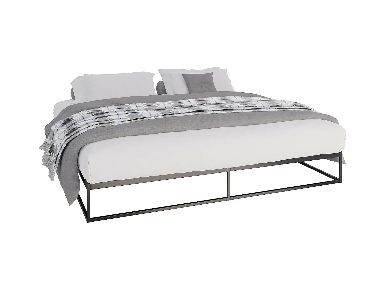 Metallbett - Metall - 200x200x25 cm - schwarz - Scala