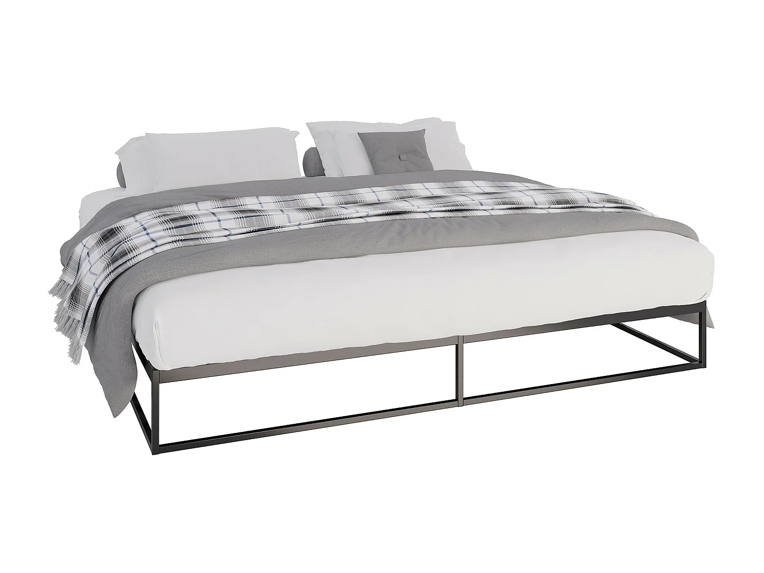 Metallbett - Metall - 200x200x25 cm - schwarz - Scala