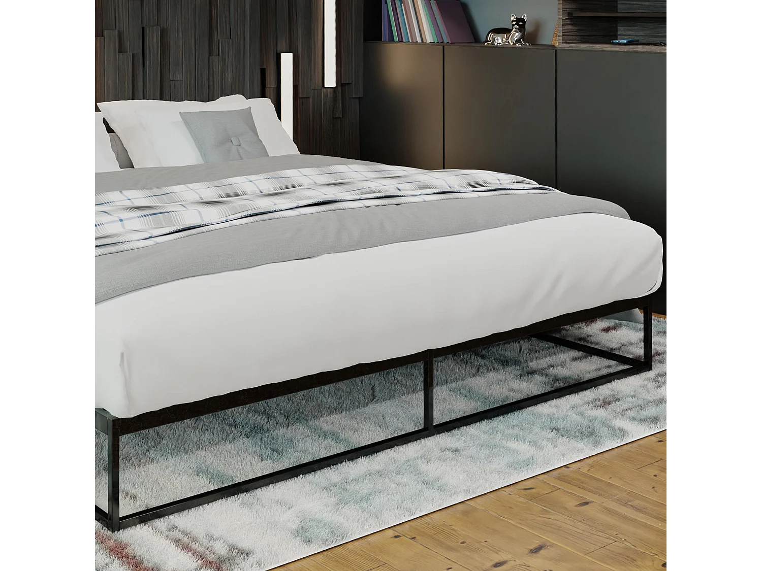 Metallbett - Metall - 200x200x25 cm - schwarz - Scala