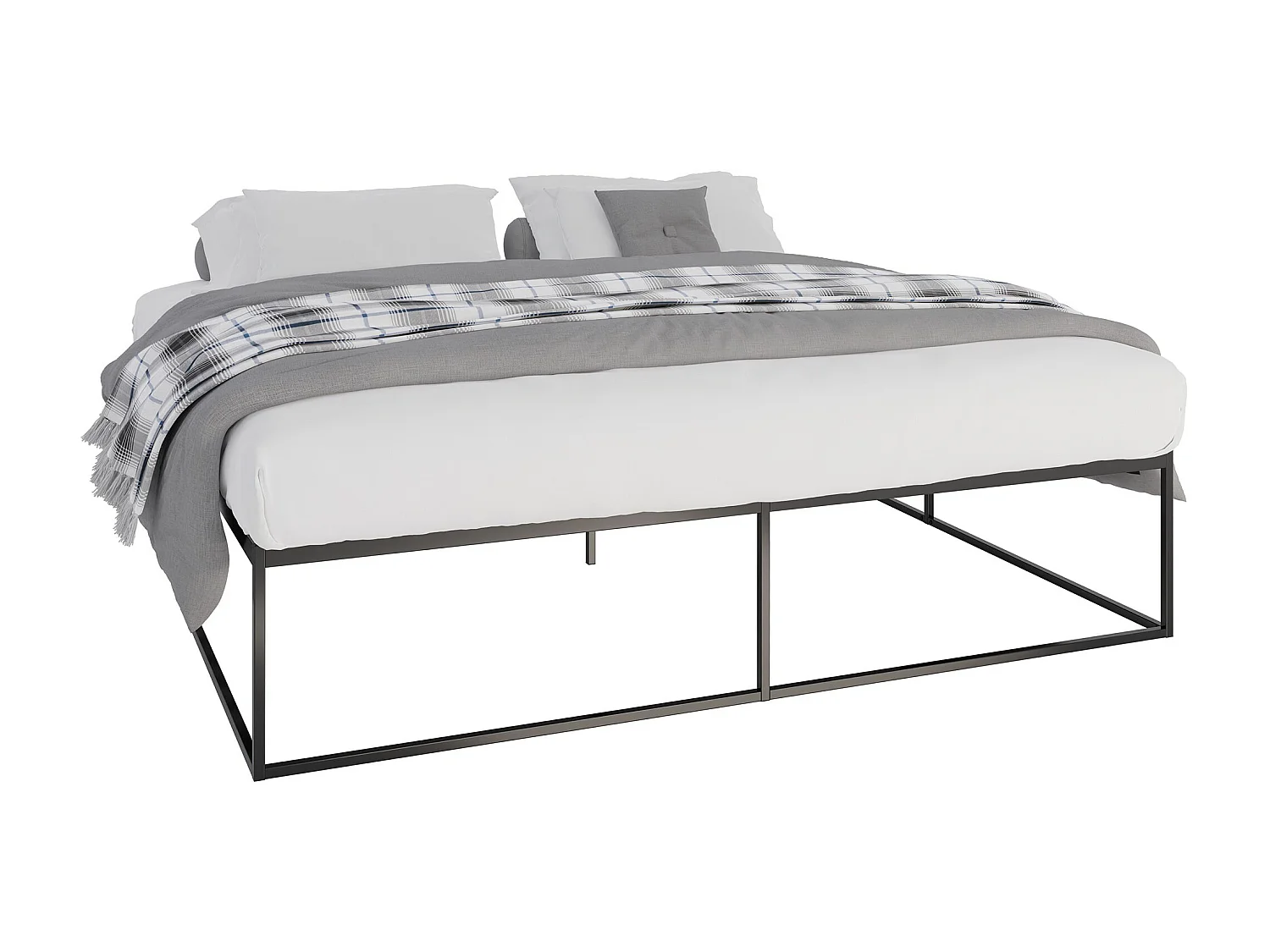 Metallbett - Metall - 200x200x46 cm - schwarz - Scala