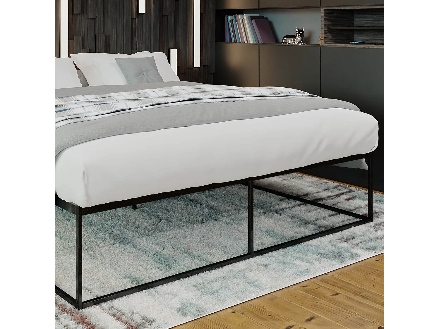 Metallbett - Metall - 200x200x46 cm - schwarz - Scala