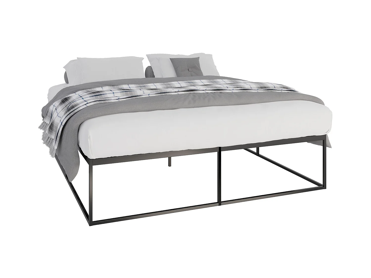 Lit en métal - Métal - 200x180x46 cm - Noir - Scala