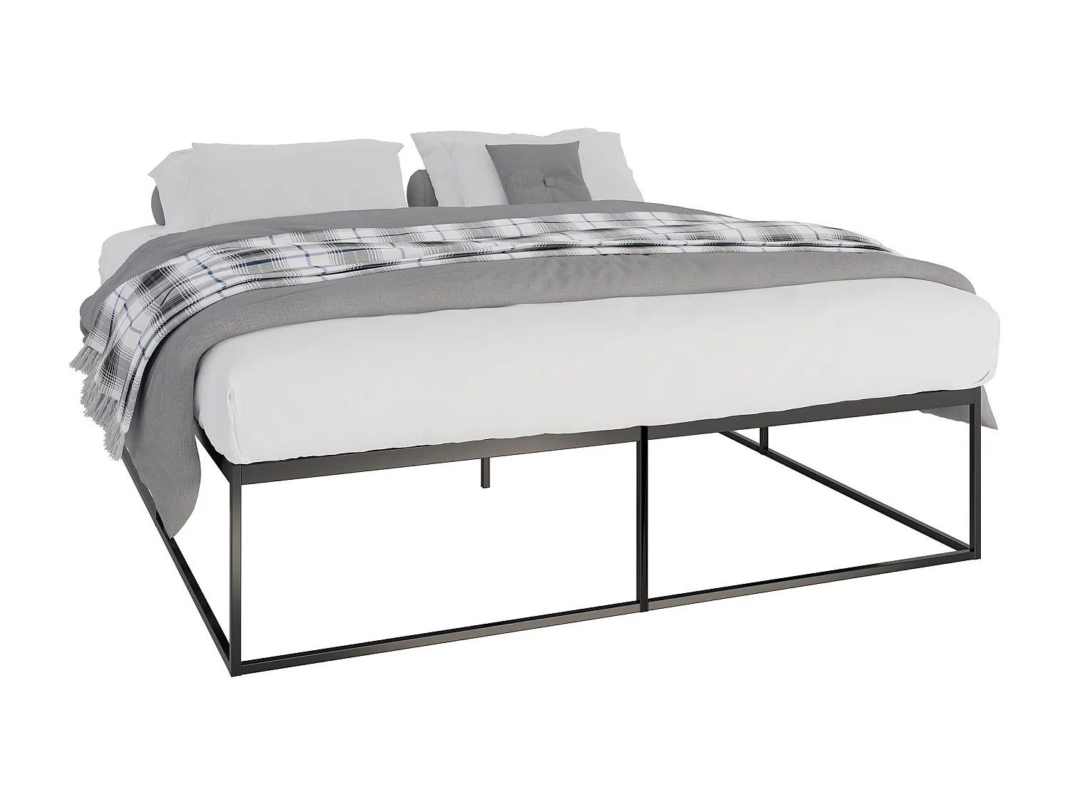 Lit en métal - Métal - 200x180x46 cm - Noir - Scala