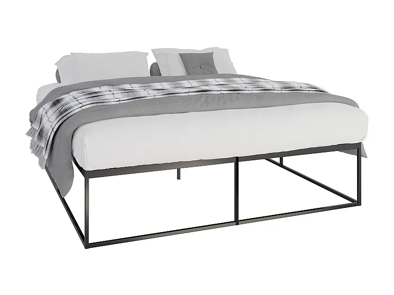 Lit en métal - Métal - 200x180x46 cm - Noir - Scala