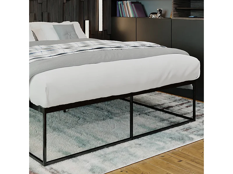 Lit en métal - Métal - 200x180x46 cm - Noir - Scala