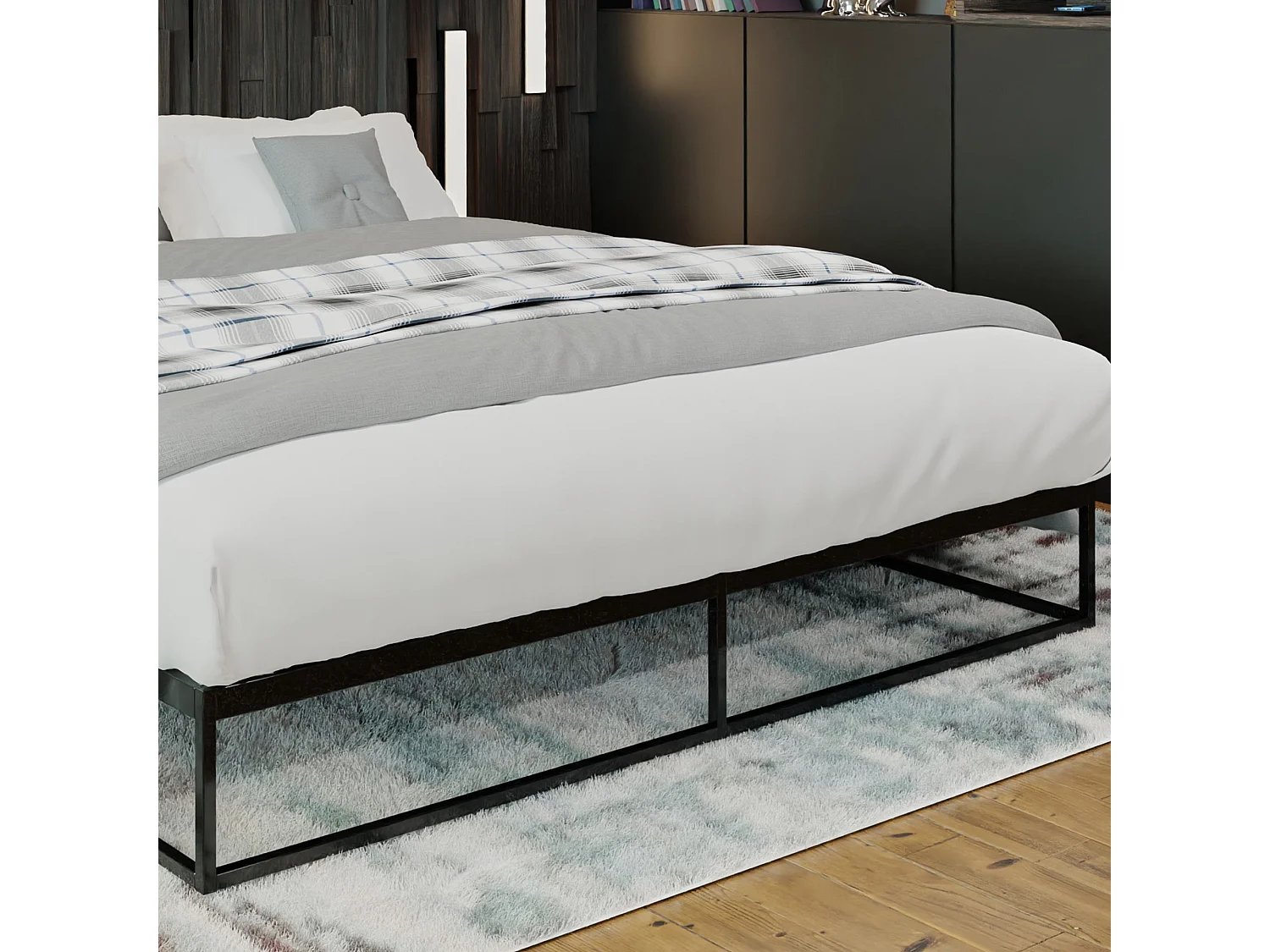 Metalen bed - Metaal - 200x180x25 cm - zwart - Scala