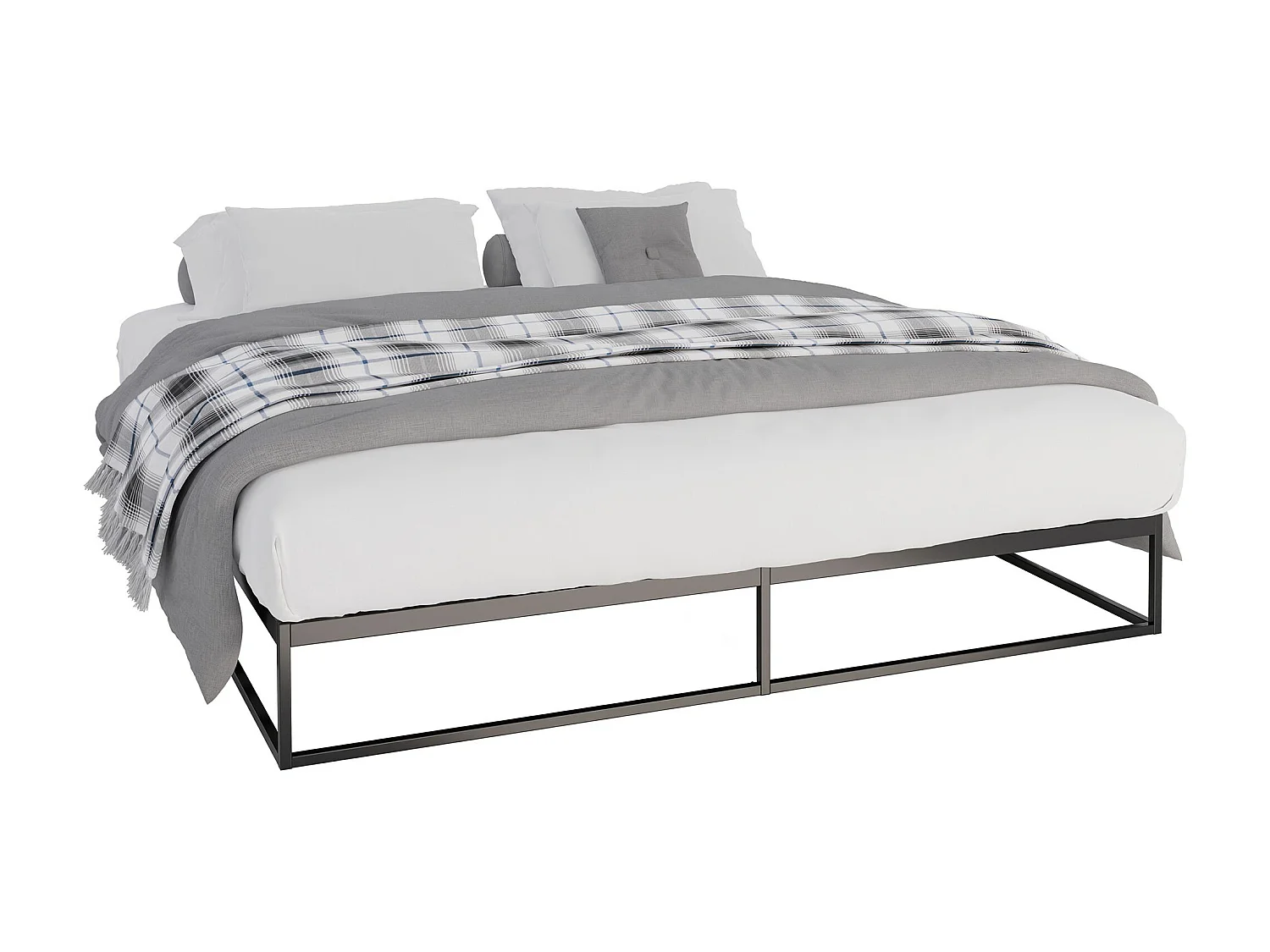 Metalen bed - Metaal - 200x180x25 cm - zwart - Scala