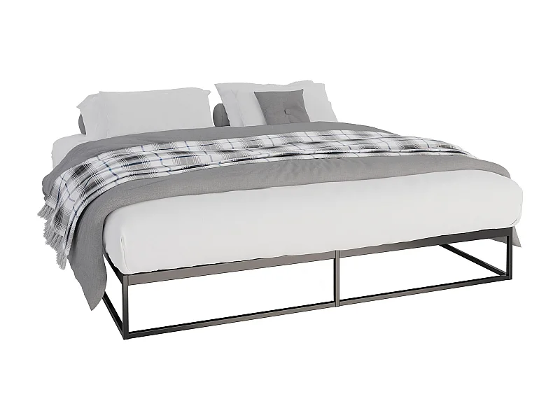 Metalen bed - Metaal - 200x180x25 cm - zwart - Scala