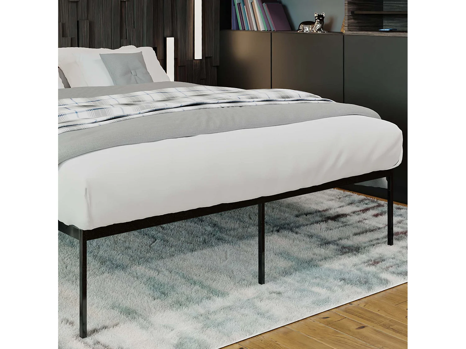 Lit en métal - 200x180x42 cm - Noir - Fargo