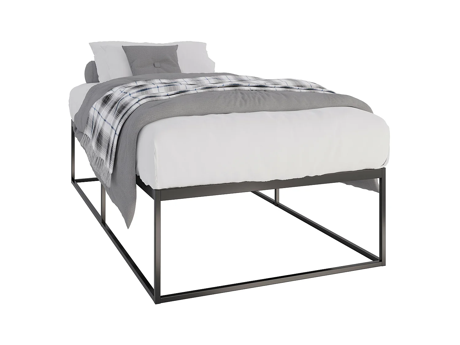 Lit en métal - Métal - 200x100x46 cm - Noir - Scala
