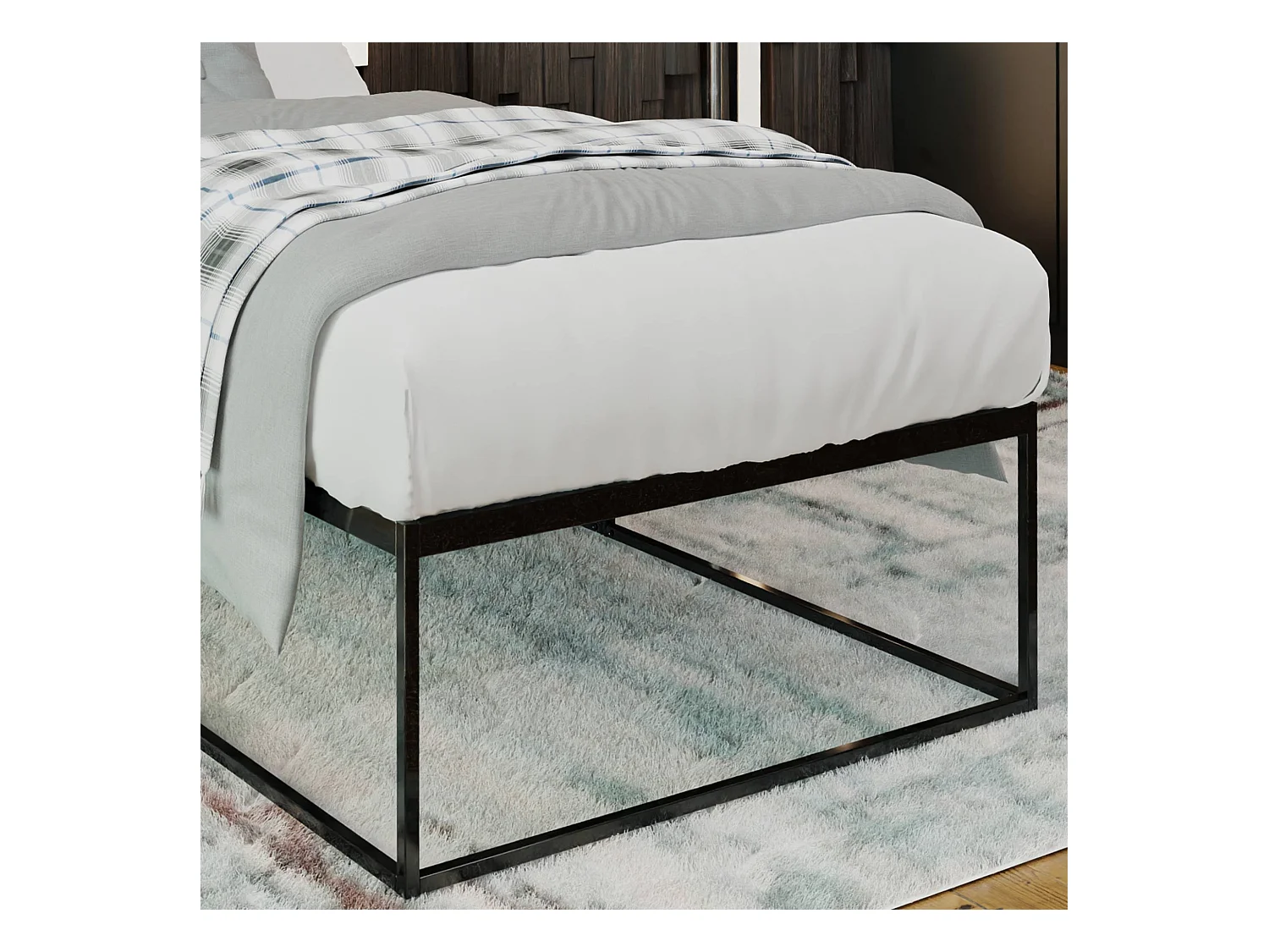 Metalen bed - Metaal - 200x100x46 cm - zwart - Scala