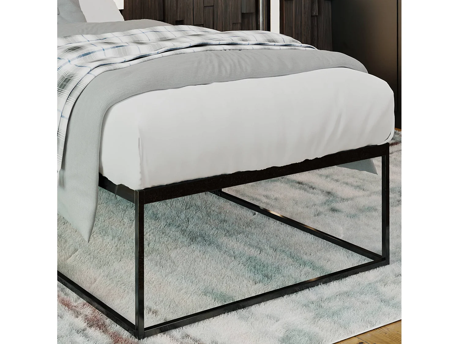 Metallbett - Metall - 200x100x46 cm - schwarz - Scala