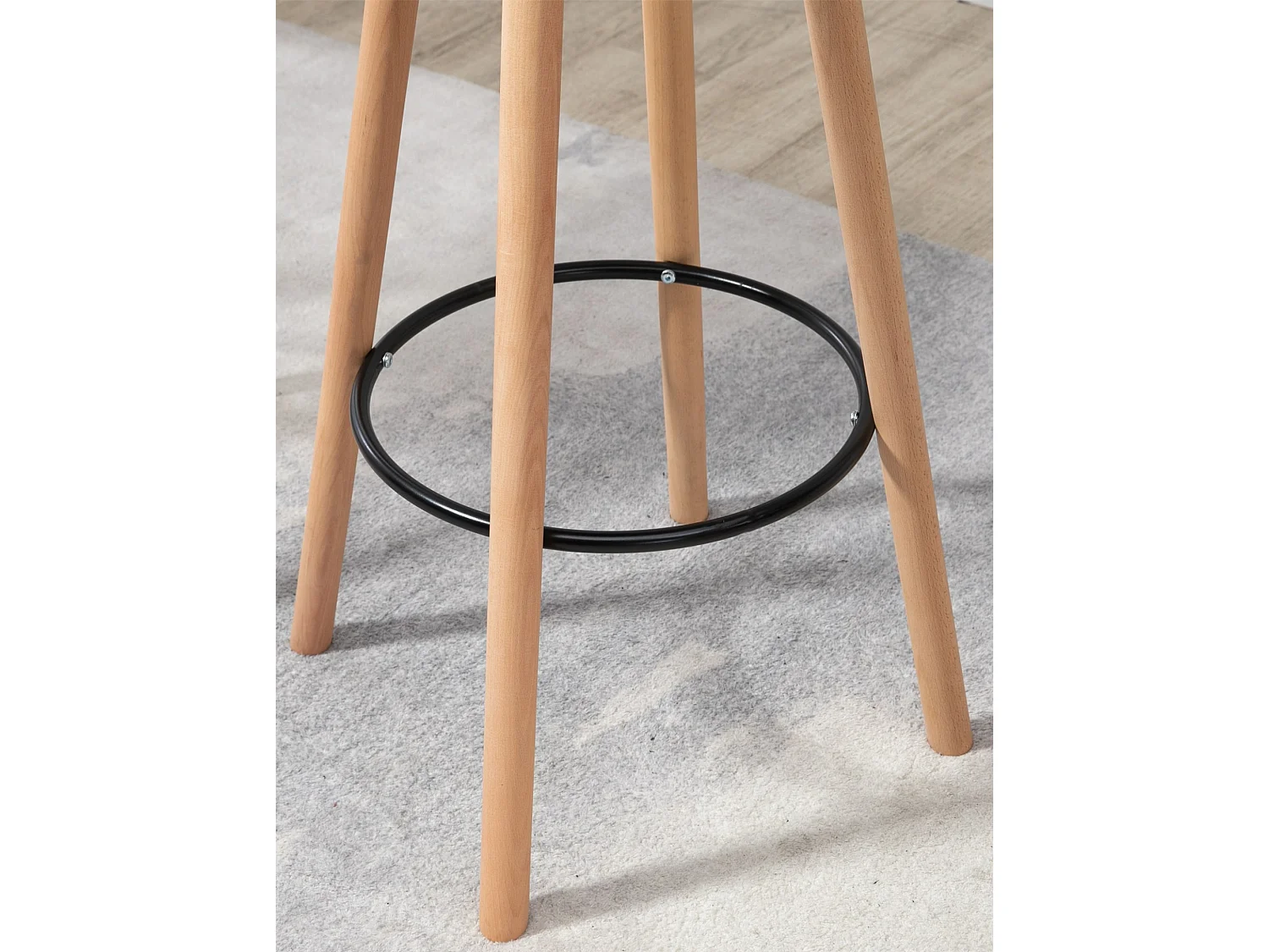 Table haute - rond Ø 60 cm - Bois - Nature / Noir - Livia