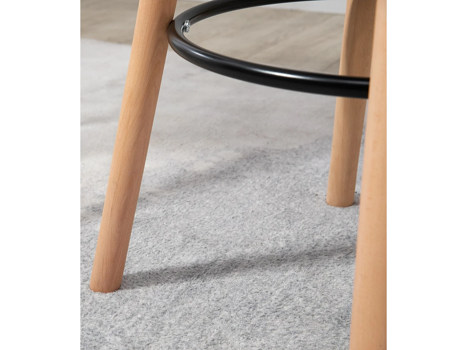 Table haute - rond Ø 60 cm - Bois - Nature / Noir - Livia