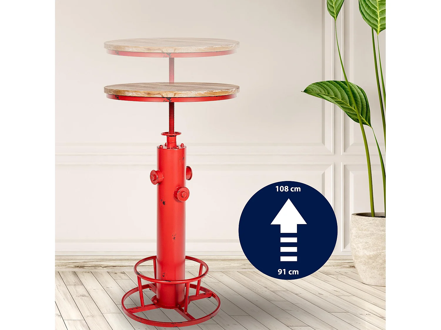 Lot de 2  Table haute - rond Ø 54 cm - Métal - Rouge - Ruhr