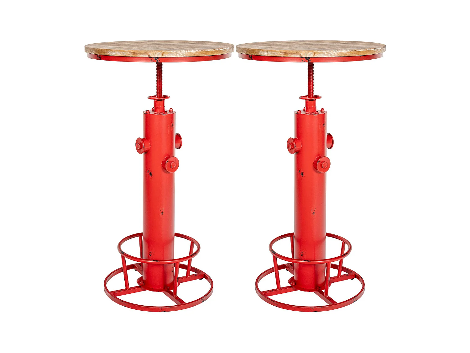 Lot de 2  Table haute - rond Ø 54 cm - Métal - Rouge - Ruhr