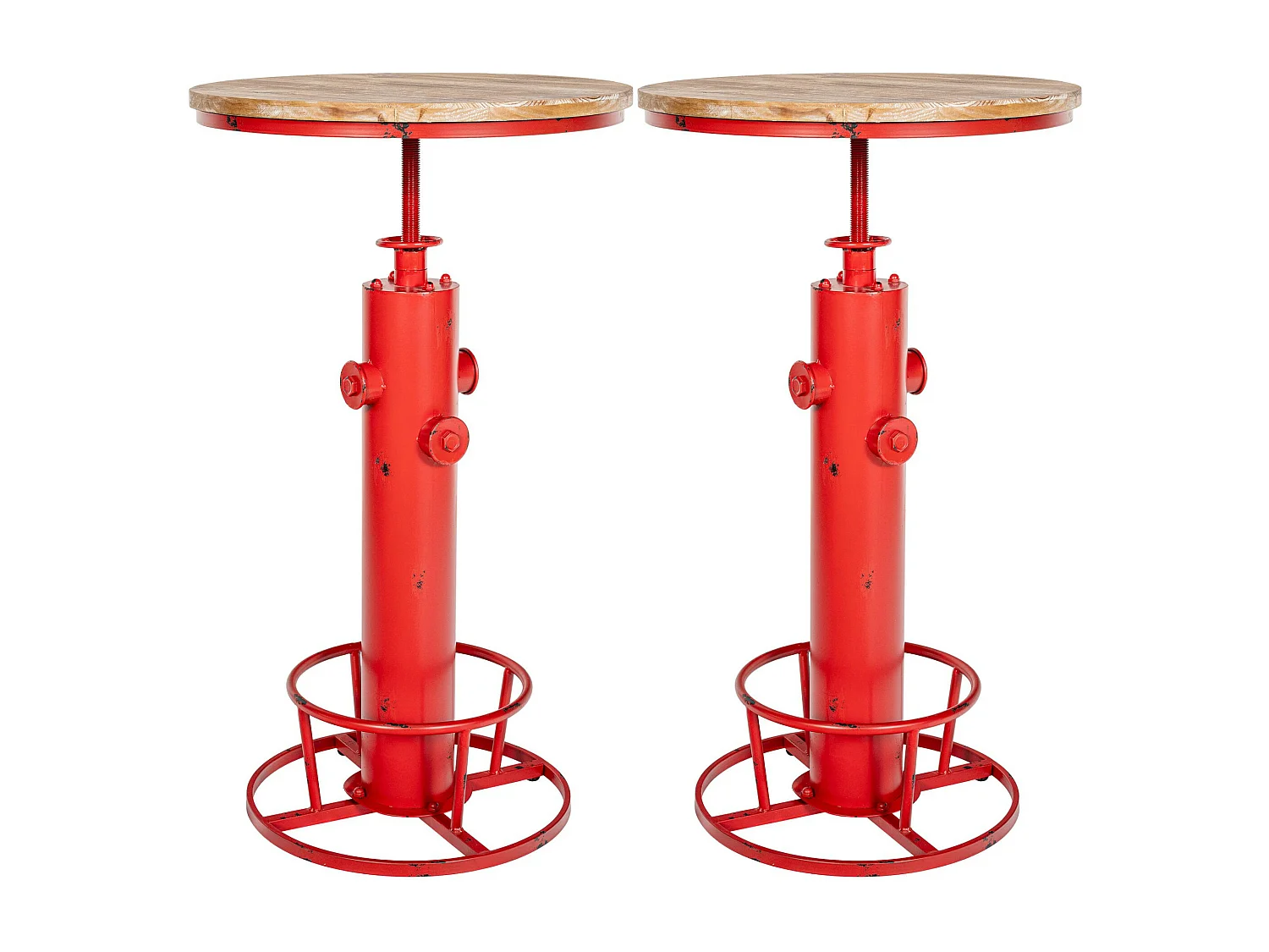 Lot de 2  Table haute - rond Ø 54 cm - Métal - Rouge - Ruhr