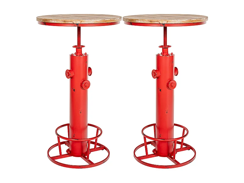 Lot de 2  Table haute - rond Ø 54 cm - Métal - Rouge - Ruhr