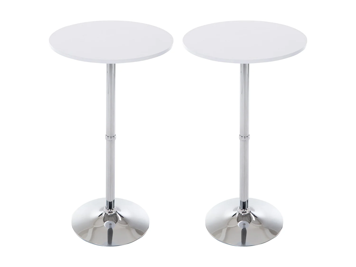 Lot de 2  Table haute de bar - rond Ø 60 cm - Bois - Blanc - rund