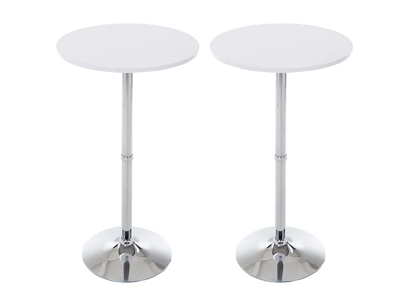 Lot de 2  Table haute de bar - rond Ø 60 cm - Bois - Blanc - rund