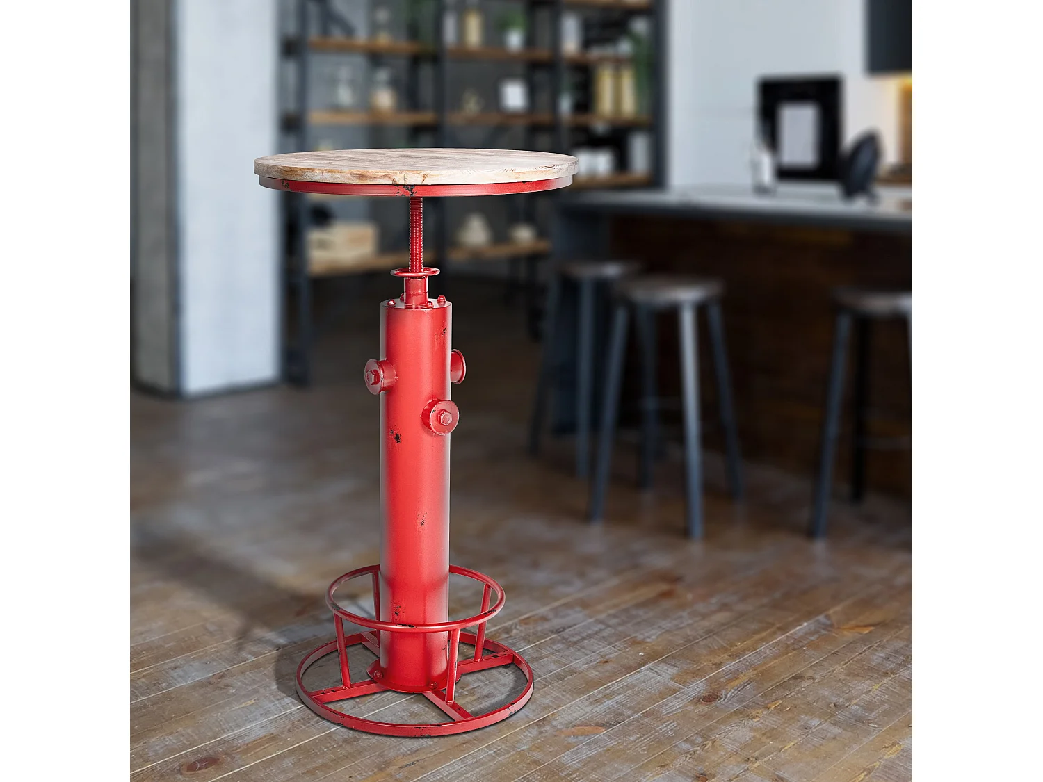 Table haute de bar - rond Ø 54 cm - Métal - Rouge - Ruhr