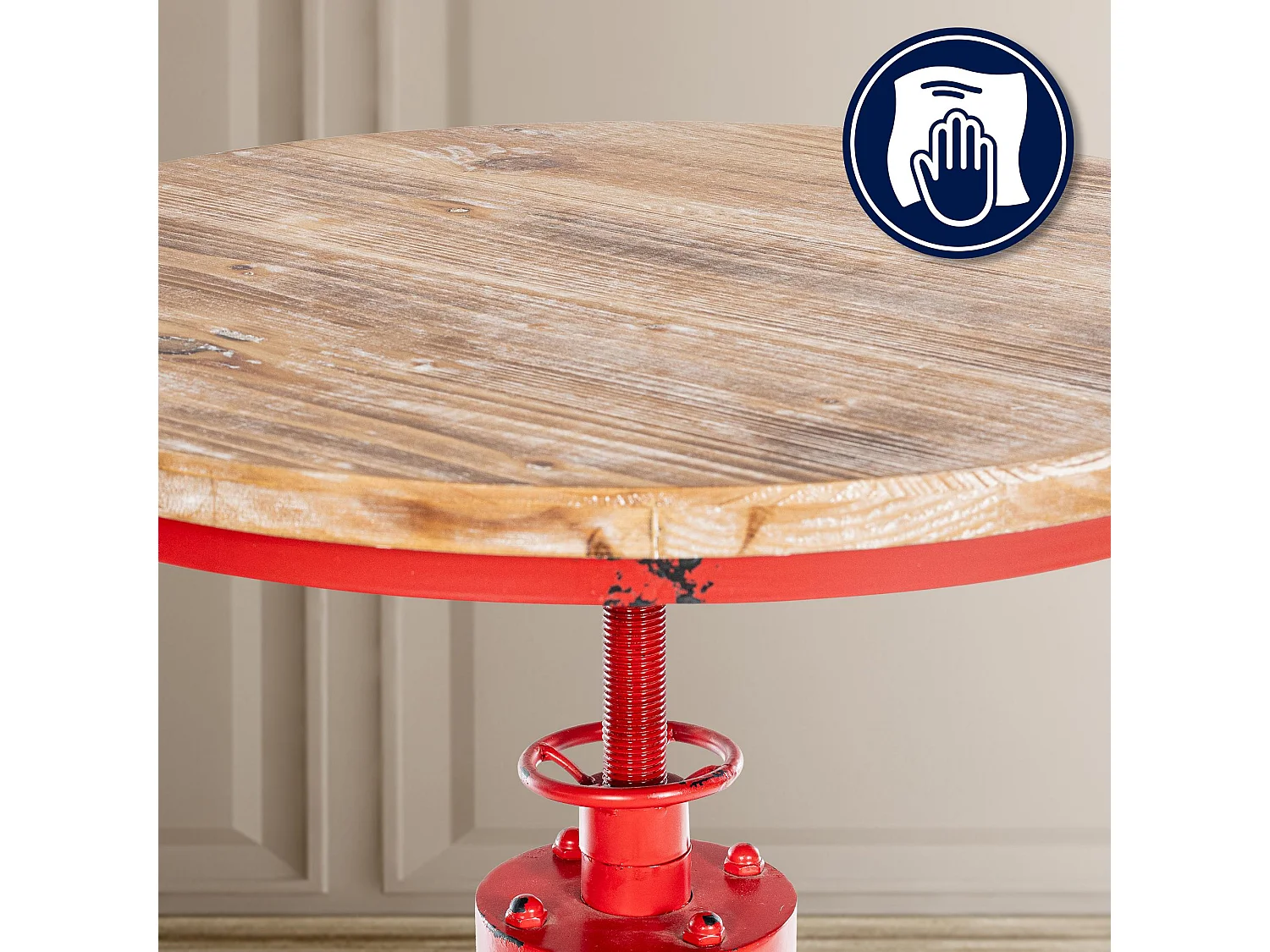 Table haute de bar - rond Ø 54 cm - Métal - Rouge - Ruhr