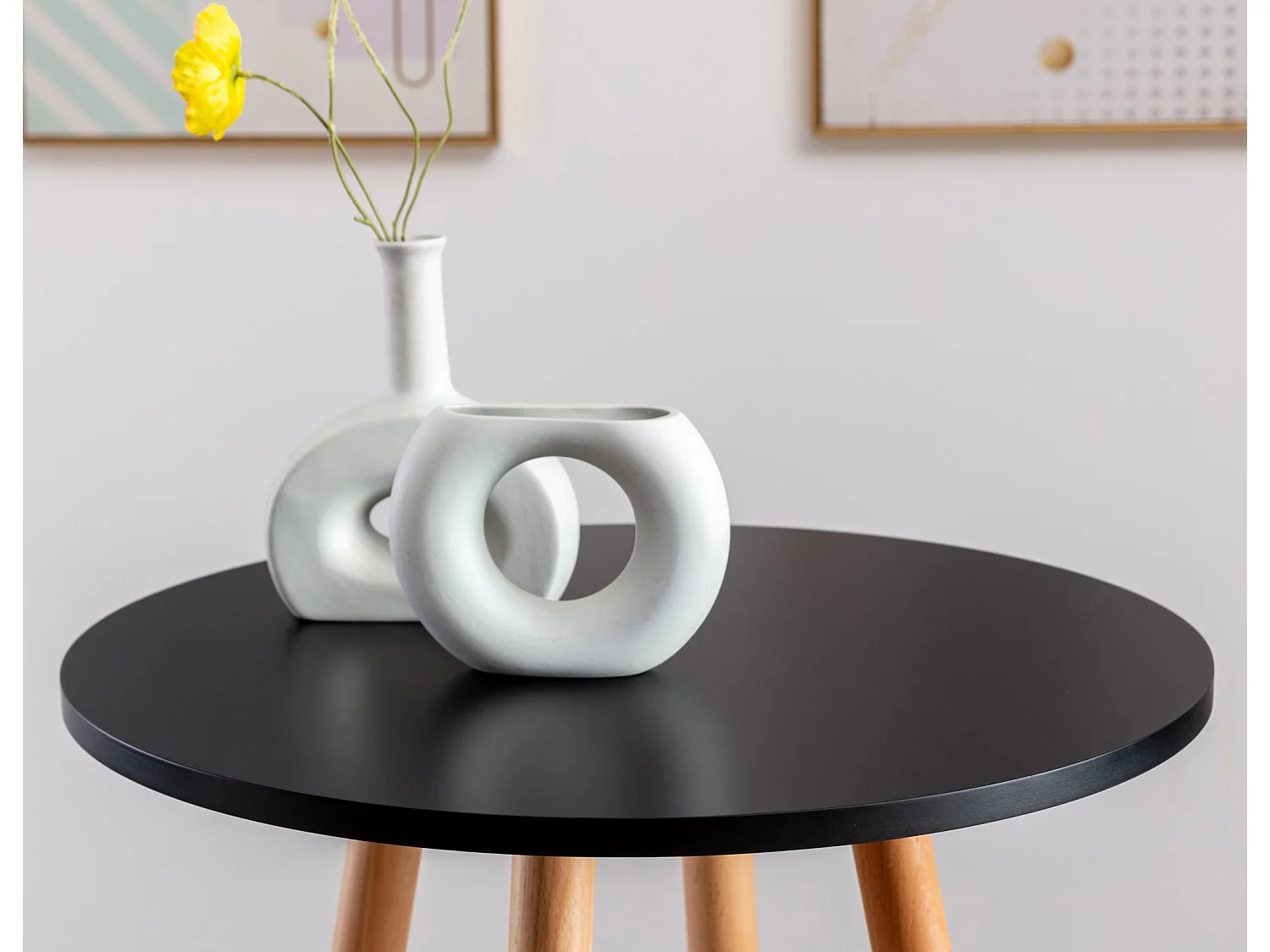 Table haute de bar - rond Ø 60 cm - Bois - Noir - Mijas