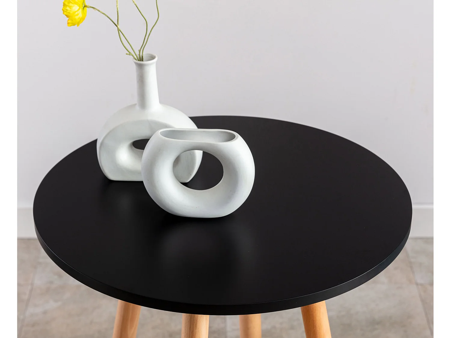 Table haute de bar - rond Ø 60 cm - Bois - Noir - Mijas