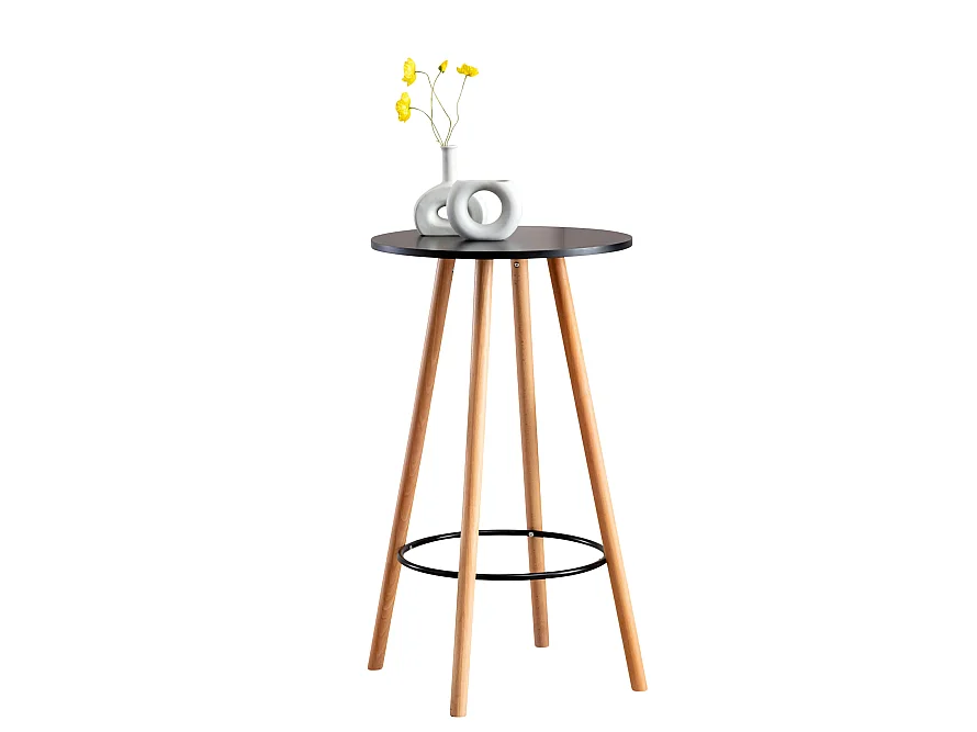 Table haute de bar - rond Ø 60 cm - Bois - Noir - Mijas