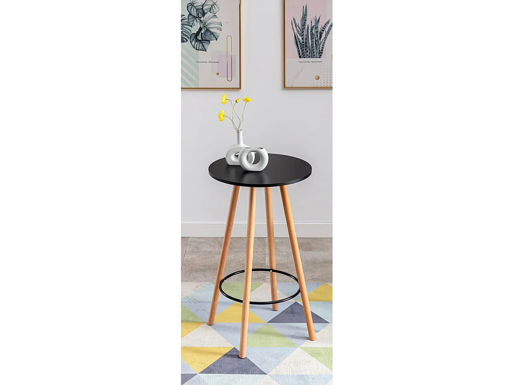 Table haute de bar - rond Ø 60 cm - Bois - Noir - Mijas