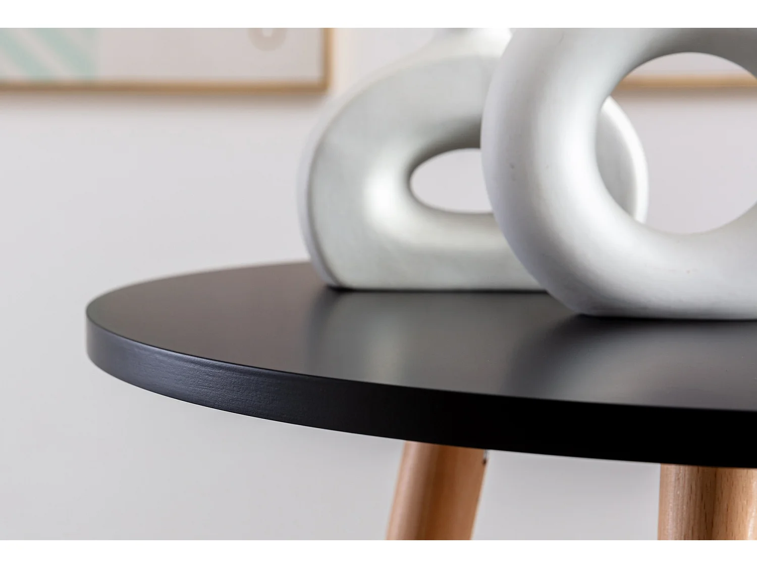 Table haute de bar - rond Ø 60 cm - Bois - Noir - Mijas